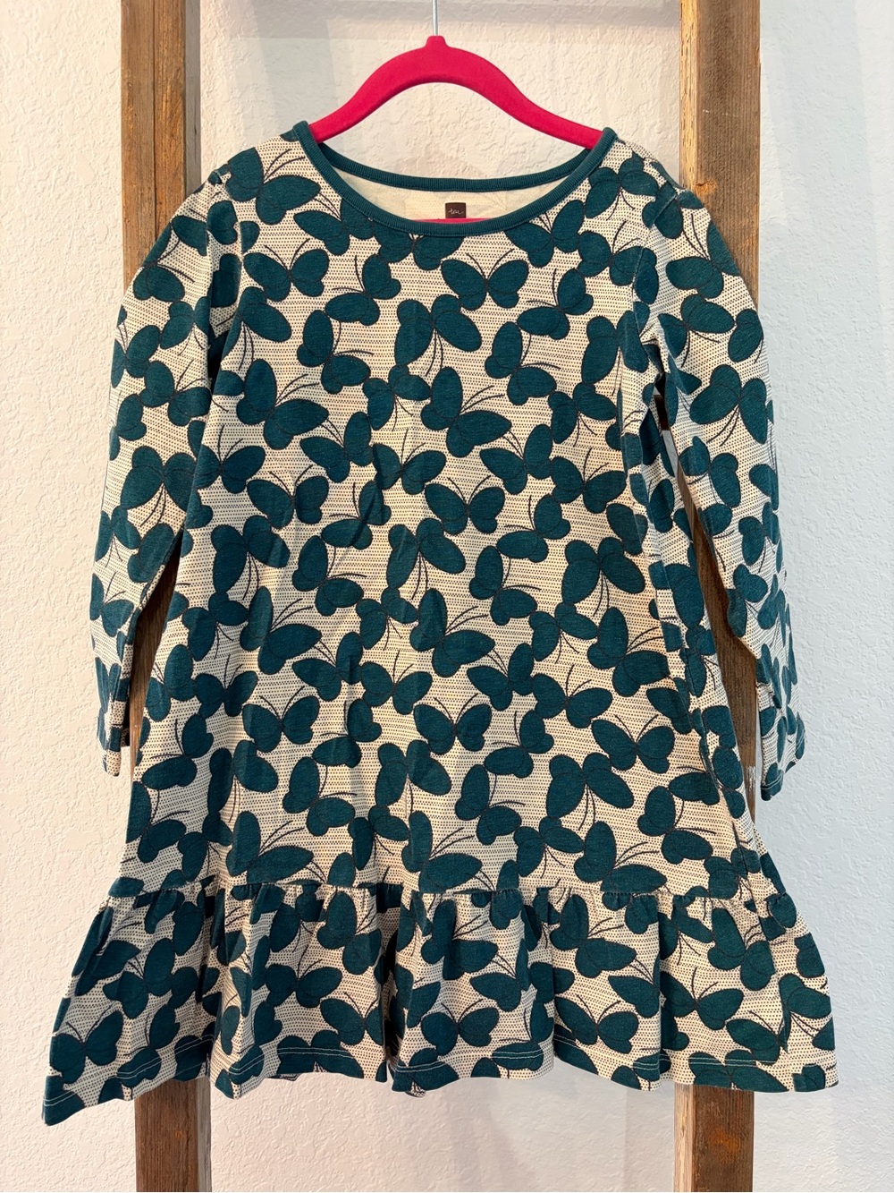 Tea Collection Kids Long-Sleeve Teal Butterfly Print Dress